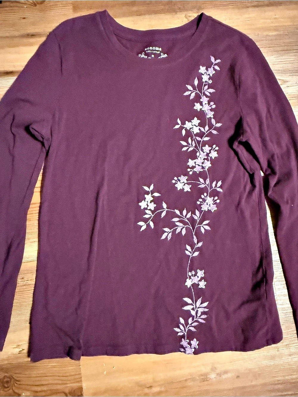 Sonoma Women's Floral Long Sleeve Tee Size Medium